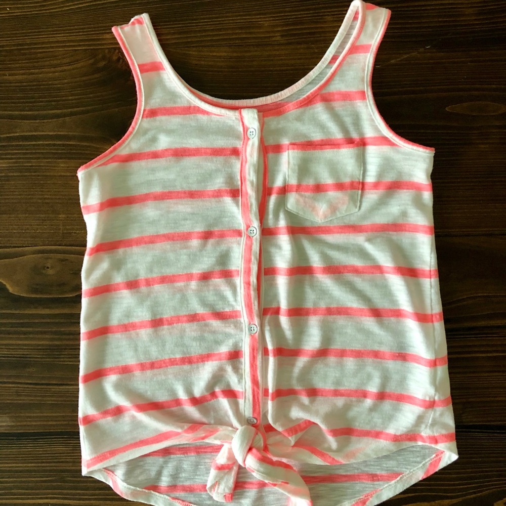 OLD NAVY | Tank | White & neon pink striped | 6-7